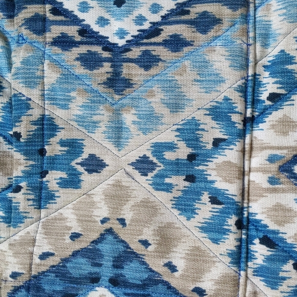 Homemade Waves Diamond Tote Beach Bag Blue Tan - Picture 16 of 16